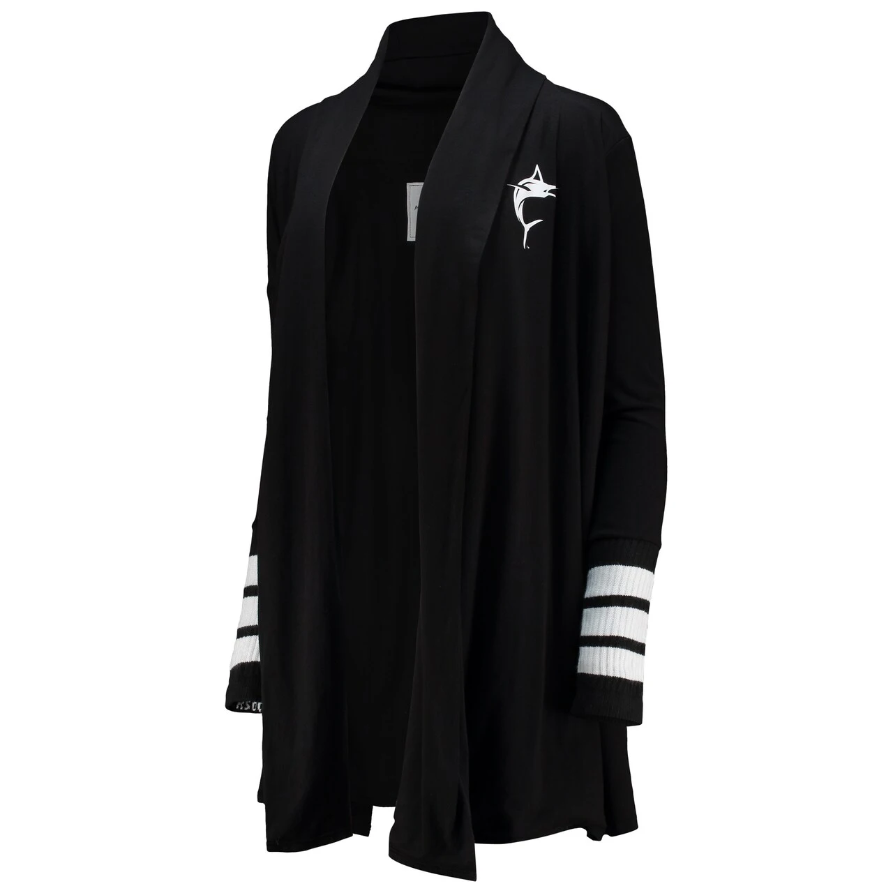 Women's Miami Marlins Tiny Turnip Black Incognito Tri-Blend Cardigan Hoodie - Image 2