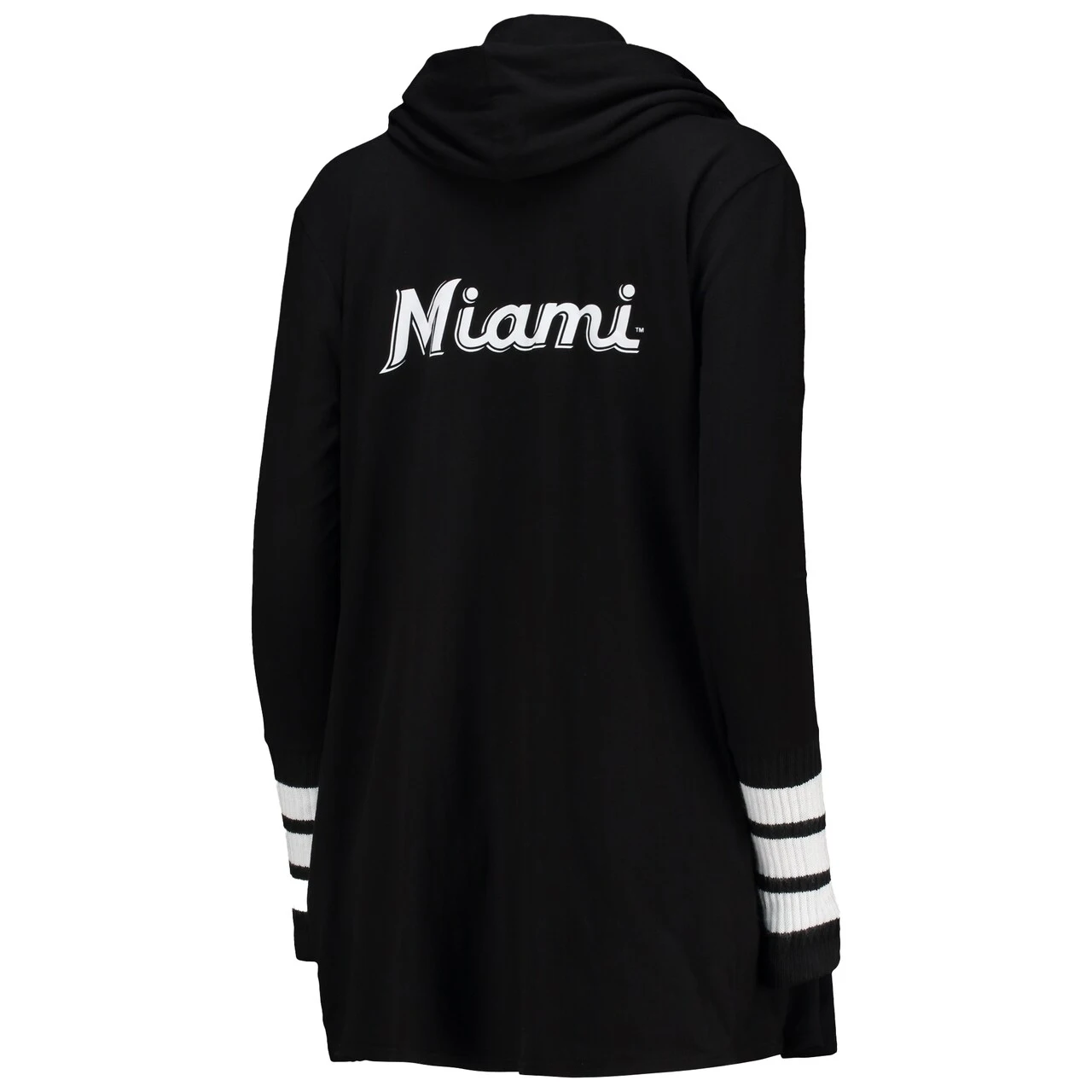 Women's Miami Marlins Tiny Turnip Black Incognito Tri-Blend Cardigan Hoodie - Image 3