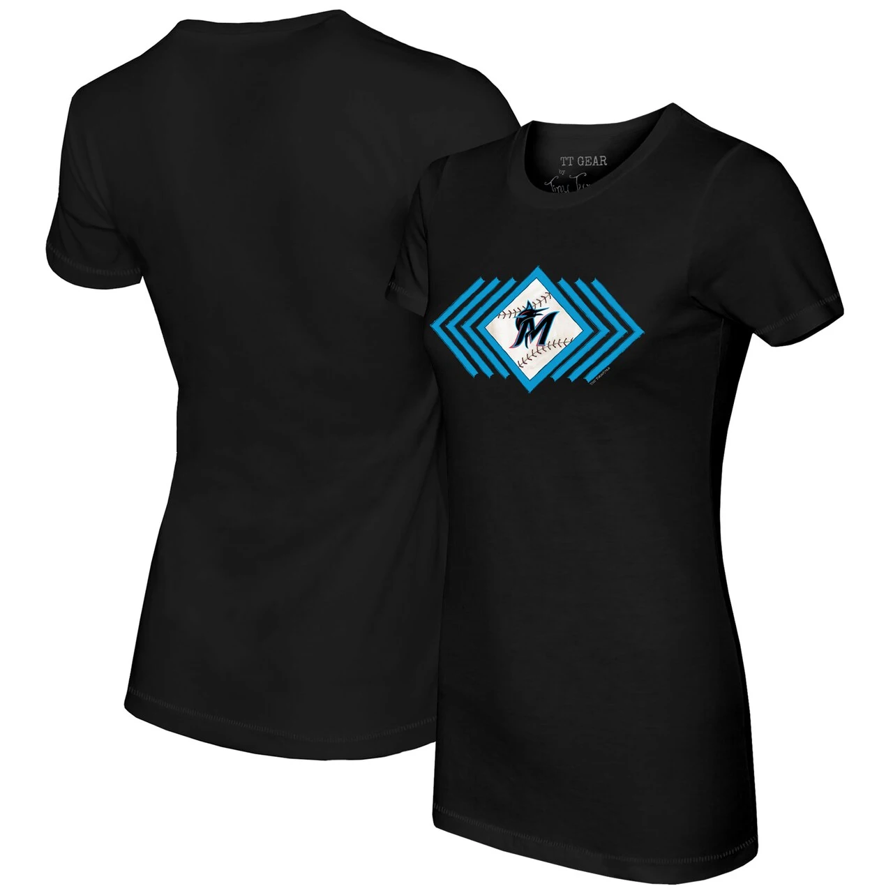 Women's Miami Marlins Tiny Turnip Black Prism Arrows T-Shirt