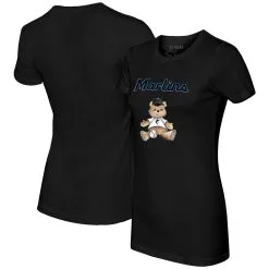 Women's Miami Marlins Tiny Turnip Black Teddy Boy T-Shirt