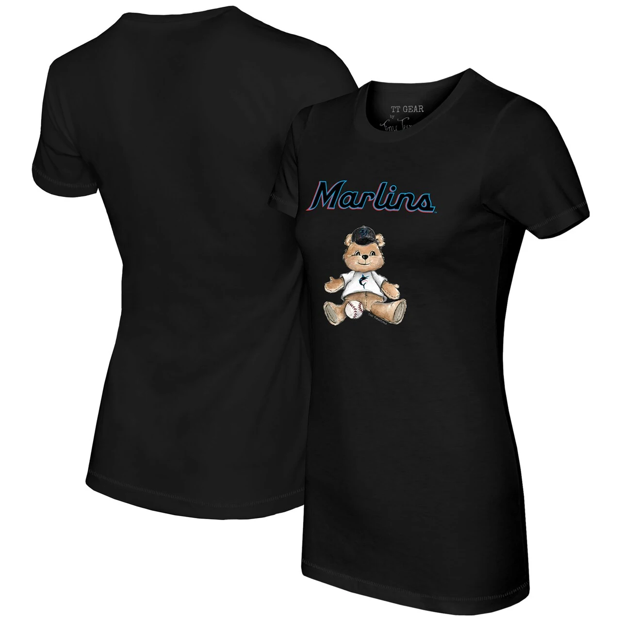Women's Miami Marlins Tiny Turnip Black Teddy Boy T-Shirt