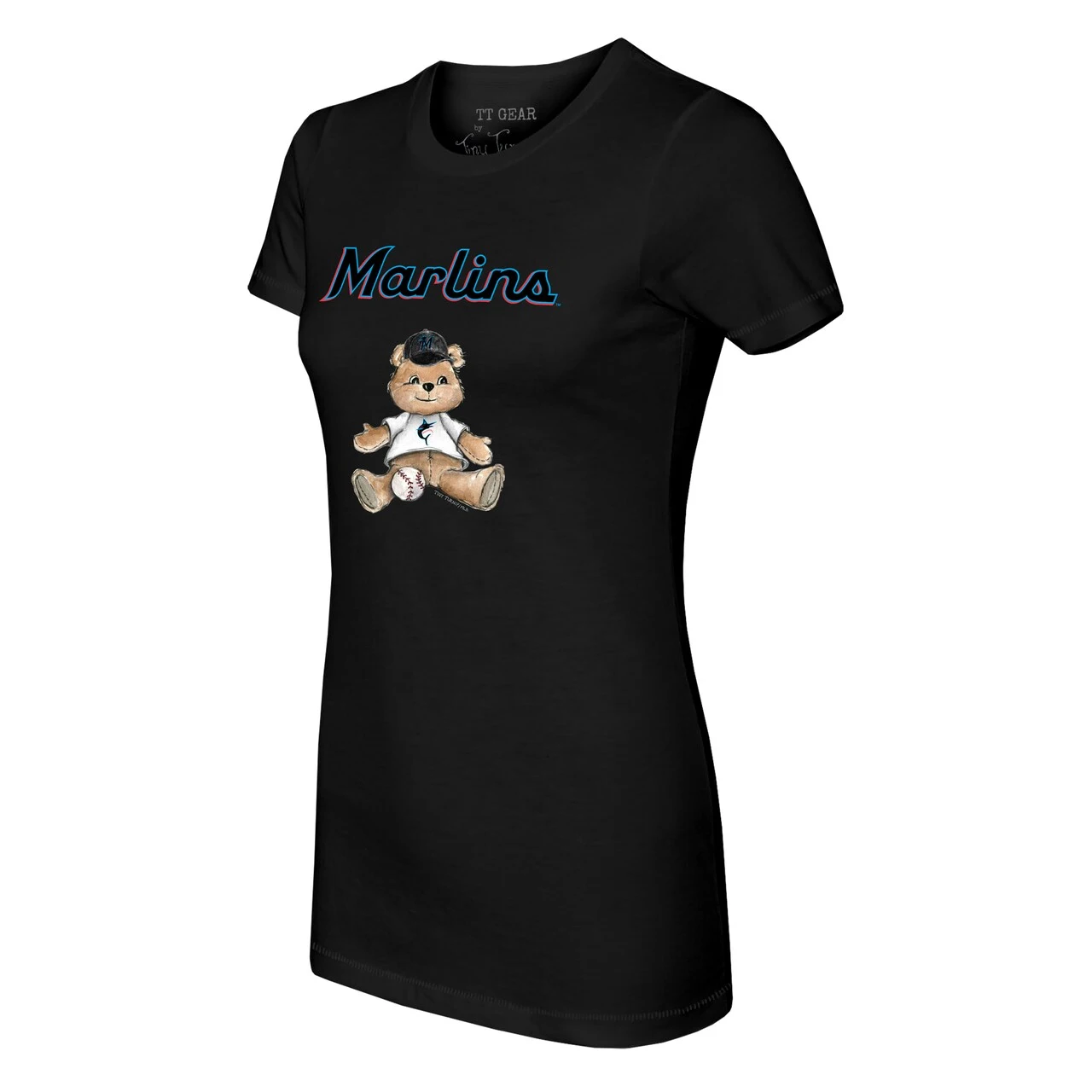 Women's Miami Marlins Tiny Turnip Black Teddy Boy T-Shirt - Image 2