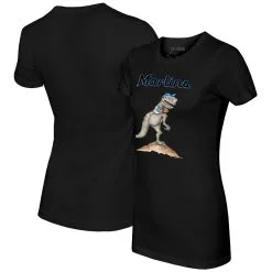 Women's Miami Marlins Tiny Turnip Black TT Rex T-Shirt