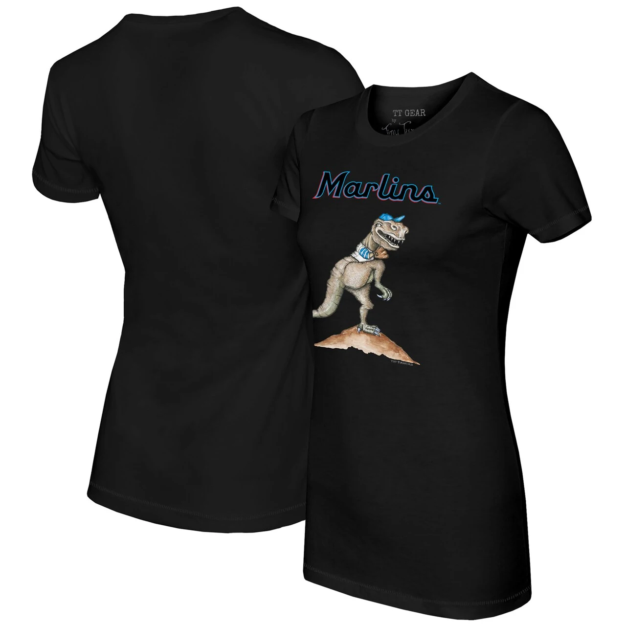 Women's Miami Marlins Tiny Turnip Black TT Rex T-Shirt