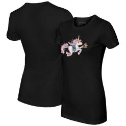 Women's Miami Marlins Tiny Turnip Black Unicorn T-Shirt