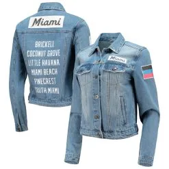 Women's Miami Marlins Tiny Turnip Denim Ride Button-Up Jacket