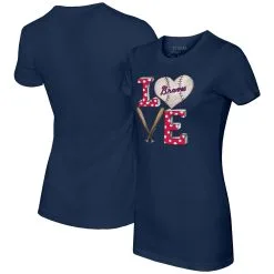 Women's Atlanta Braves Tiny Turnip Navy Baseball Love T-Shirt