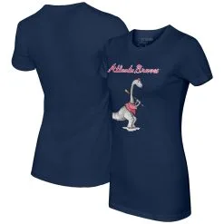 Women's Atlanta Braves Tiny Turnip Navy Bronto T-Shirt