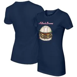 Women's Atlanta Braves Tiny Turnip Navy Burger T-Shirt