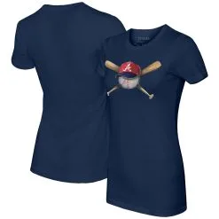 Women's Atlanta Braves Tiny Turnip Navy Hat Crossbats T-Shirt