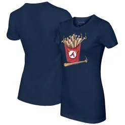 Women's Atlanta Braves Tiny Turnip Navy Hot Bats T-Shirt