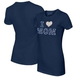 Women's Atlanta Braves Tiny Turnip Navy I Love Mom T-Shirt