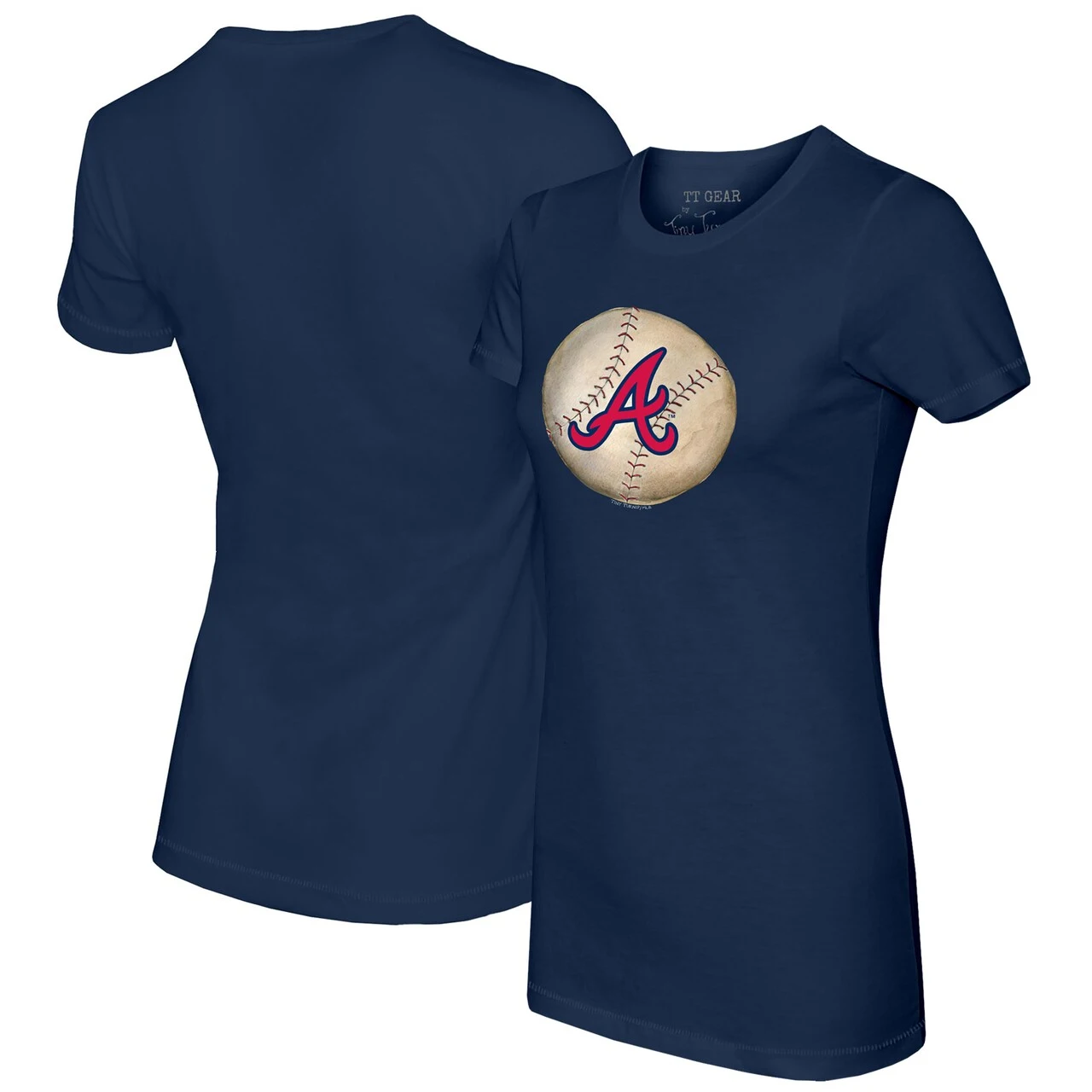 Women's Atlanta Braves Tiny Turnip Navy Stitched Baseball T-Shirt