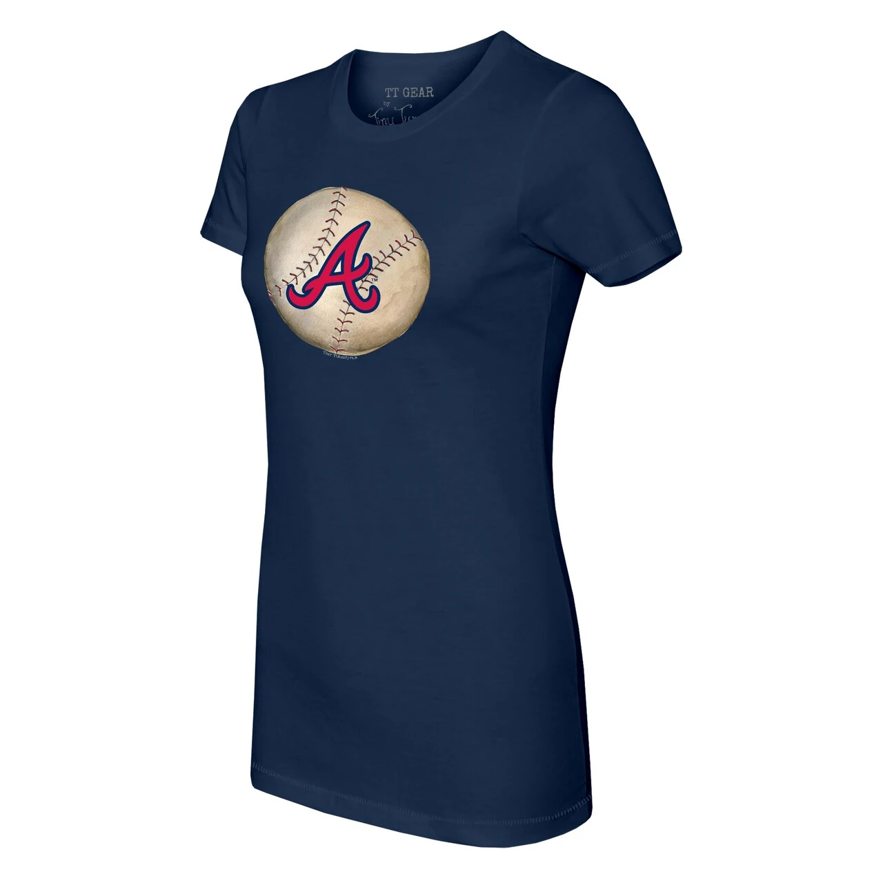 Women's Atlanta Braves Tiny Turnip Navy Stitched Baseball T-Shirt - Image 2