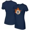 Women's Detroit Tigers Tiny Turnip Navy Baseball Bow T-Shirt