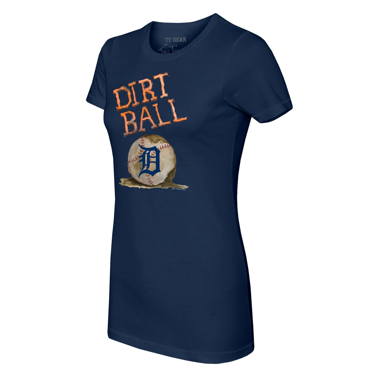 Women's Detroit Tigers Tiny Turnip Navy Dirt Ball T-Shirt - Image 2