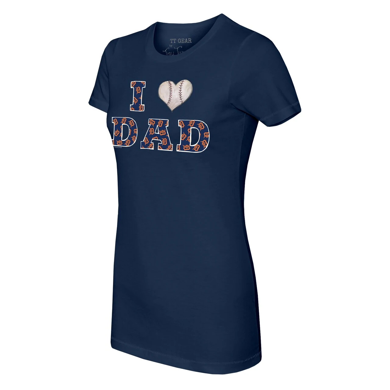 Women's Detroit Tigers Tiny Turnip Navy I Love Dad T-Shirt - Image 2
