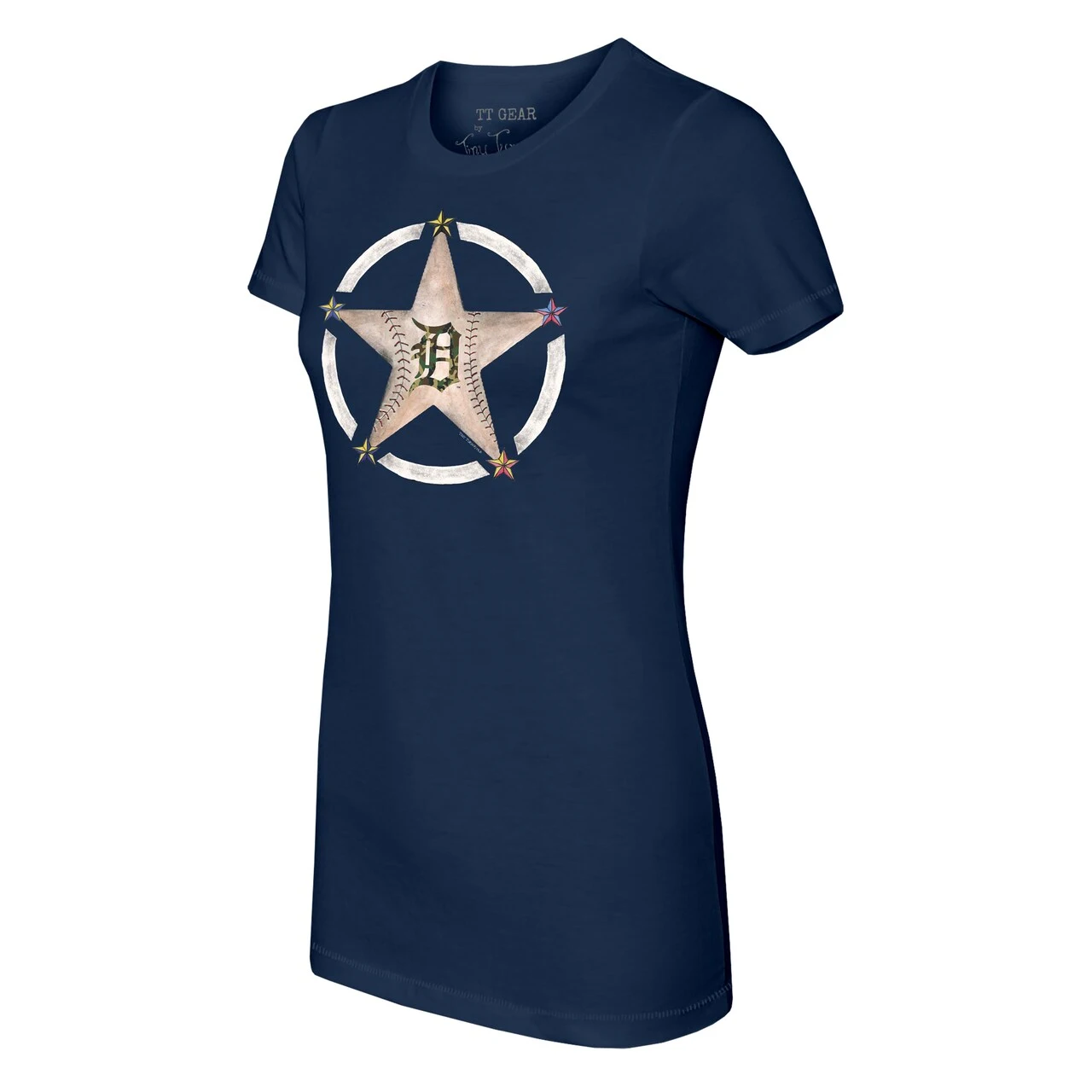 Women's Detroit Tigers Tiny Turnip Navy Military Star T-Shirt - Image 2