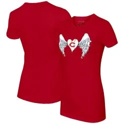 Women's Cincinnati Reds Tiny Turnip Red Angel Wings T-Shirt