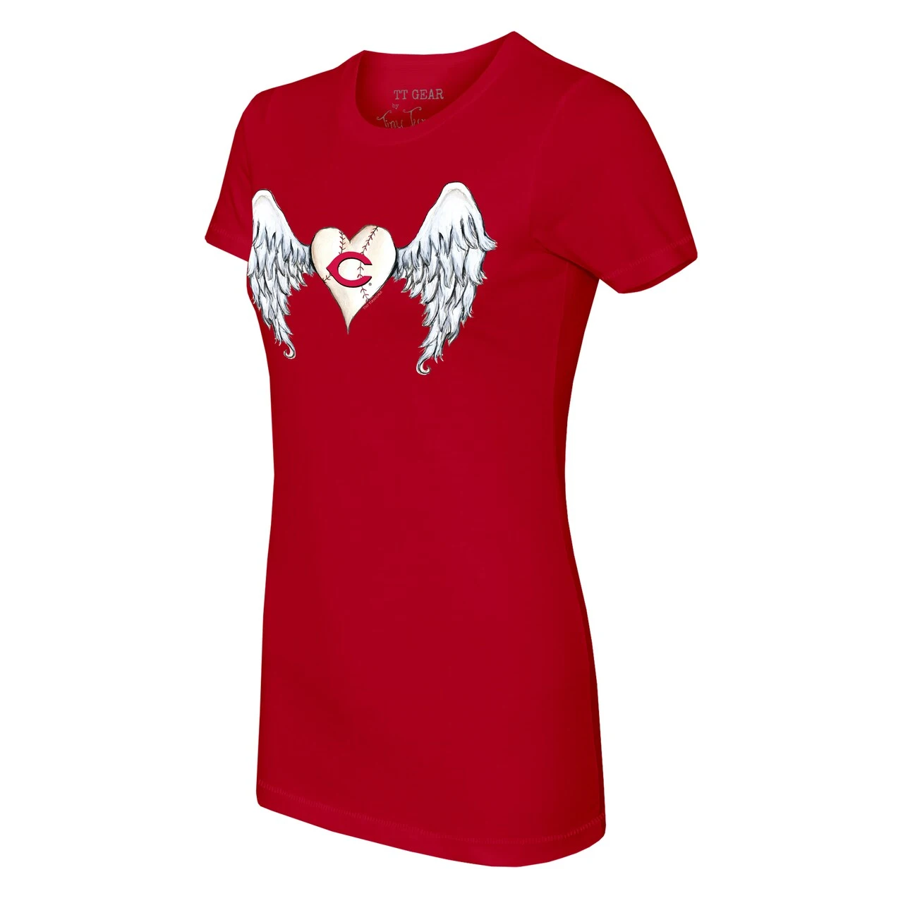 Women's Cincinnati Reds Tiny Turnip Red Angel Wings T-Shirt - Image 2