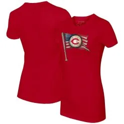 Women's Cincinnati Reds Tiny Turnip Red Baseball Flag T-Shirt