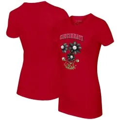 Women's Cincinnati Reds Tiny Turnip Red Blooming Baseballs T-Shirt