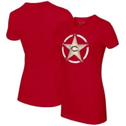 Women's Cincinnati Reds Tiny Turnip Red Military Star T-Shirt