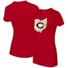 Women's Cincinnati Reds Tiny Turnip Red State Outline T-Shirt