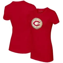 Women's Cincinnati Reds Tiny Turnip Red Stitched Baseball T-Shirt