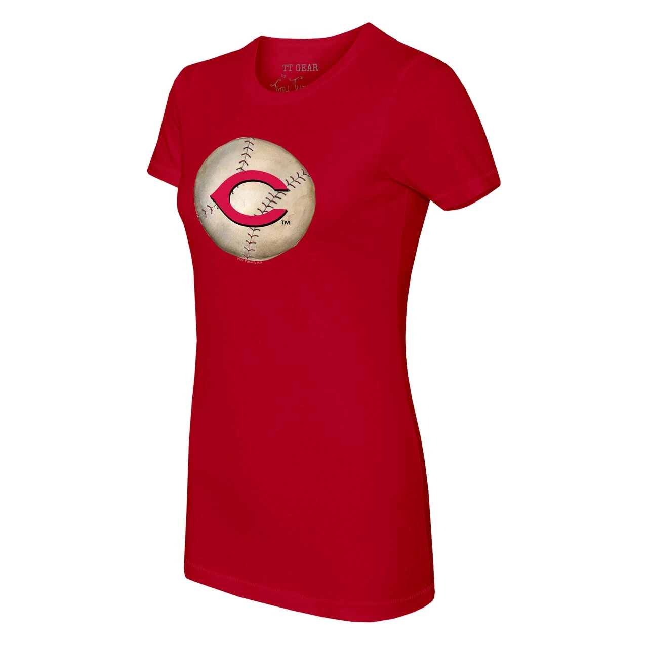 Women's Cincinnati Reds Tiny Turnip Red Stitched Baseball T-Shirt - Image 2