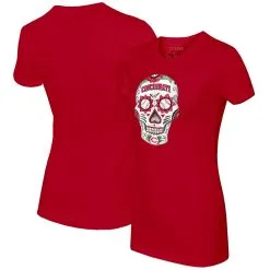 Women's Cincinnati Reds Tiny Turnip Red Sugar Skull T-Shirt