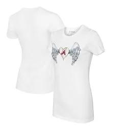 Women's Atlanta Braves Tiny Turnip White Angel Wings T-Shirt
