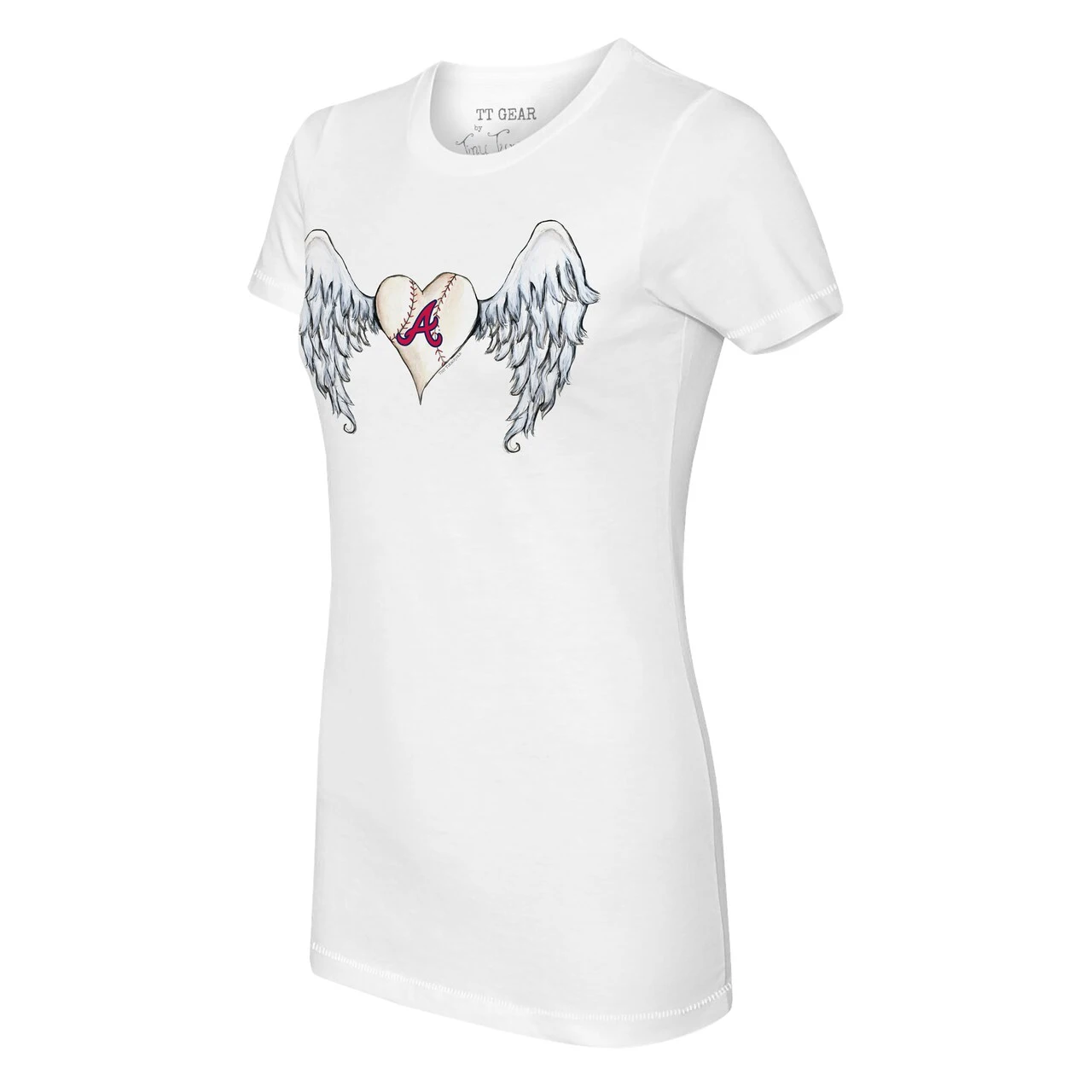 Women's Atlanta Braves Tiny Turnip White Angel Wings T-Shirt - Image 2