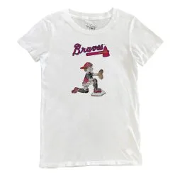 Women's Atlanta Braves Tiny Turnip White Caleb The Catcher T-Shirt