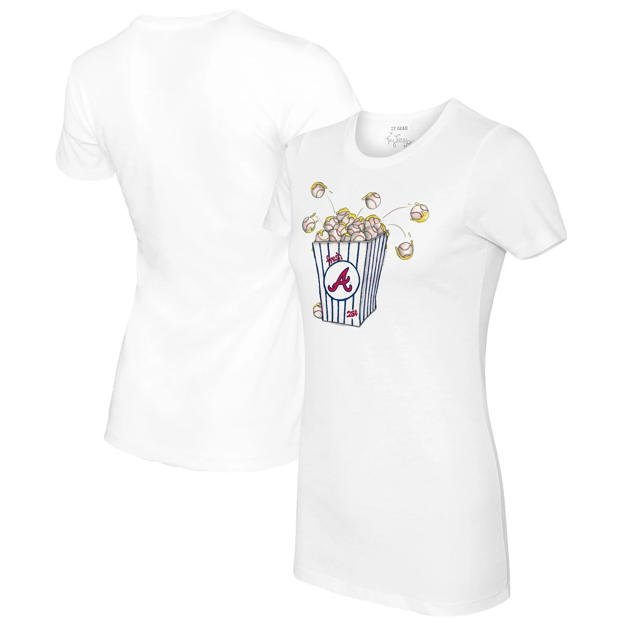 Women's Atlanta Braves Tiny Turnip White Popcorn T-Shirt