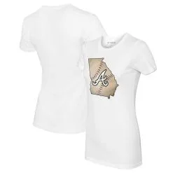 Women's Atlanta Braves Tiny Turnip White State Outline T-Shirt