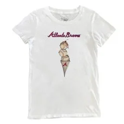 Women's Atlanta Braves Tiny Turnip White Triple Scoop T-Shirt