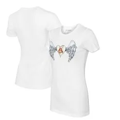 Women's Baltimore Orioles Tiny Turnip White Angel Wings T-Shirt