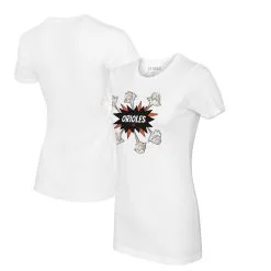 Women's Baltimore Orioles Tiny Turnip White Baseball Pow T-Shirt