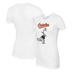 Women's Baltimore Orioles Tiny Turnip White Bronto T-Shirt