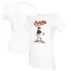 Women's Baltimore Orioles Tiny Turnip White Clemente T-Shirt