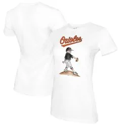 Women's Baltimore Orioles Tiny Turnip White Clemente T-Shirt