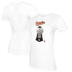 Women's Baltimore Orioles Tiny Turnip White Gumball Machine T-Shirt
