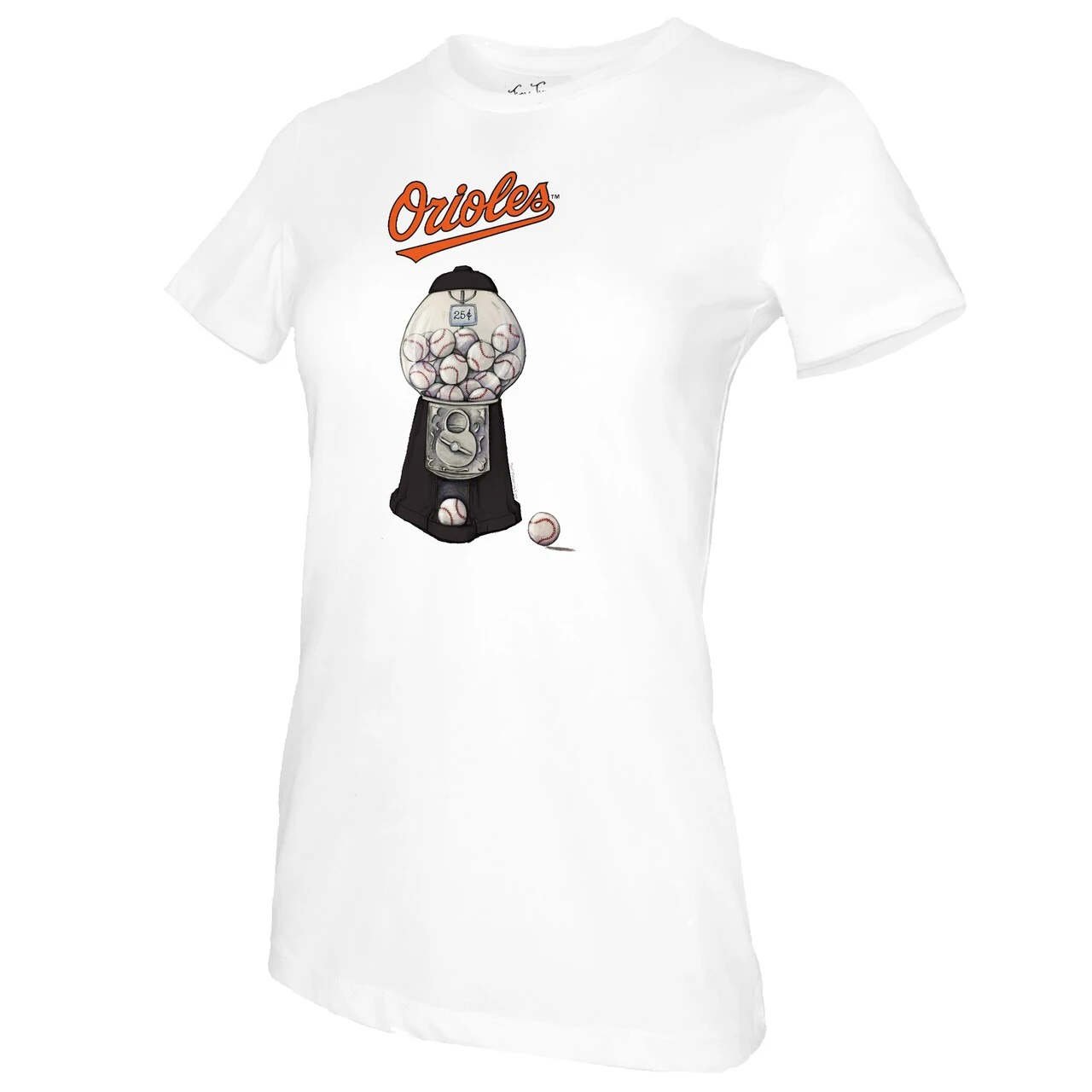Women's Baltimore Orioles Tiny Turnip White Gumball Machine T-Shirt - Image 2