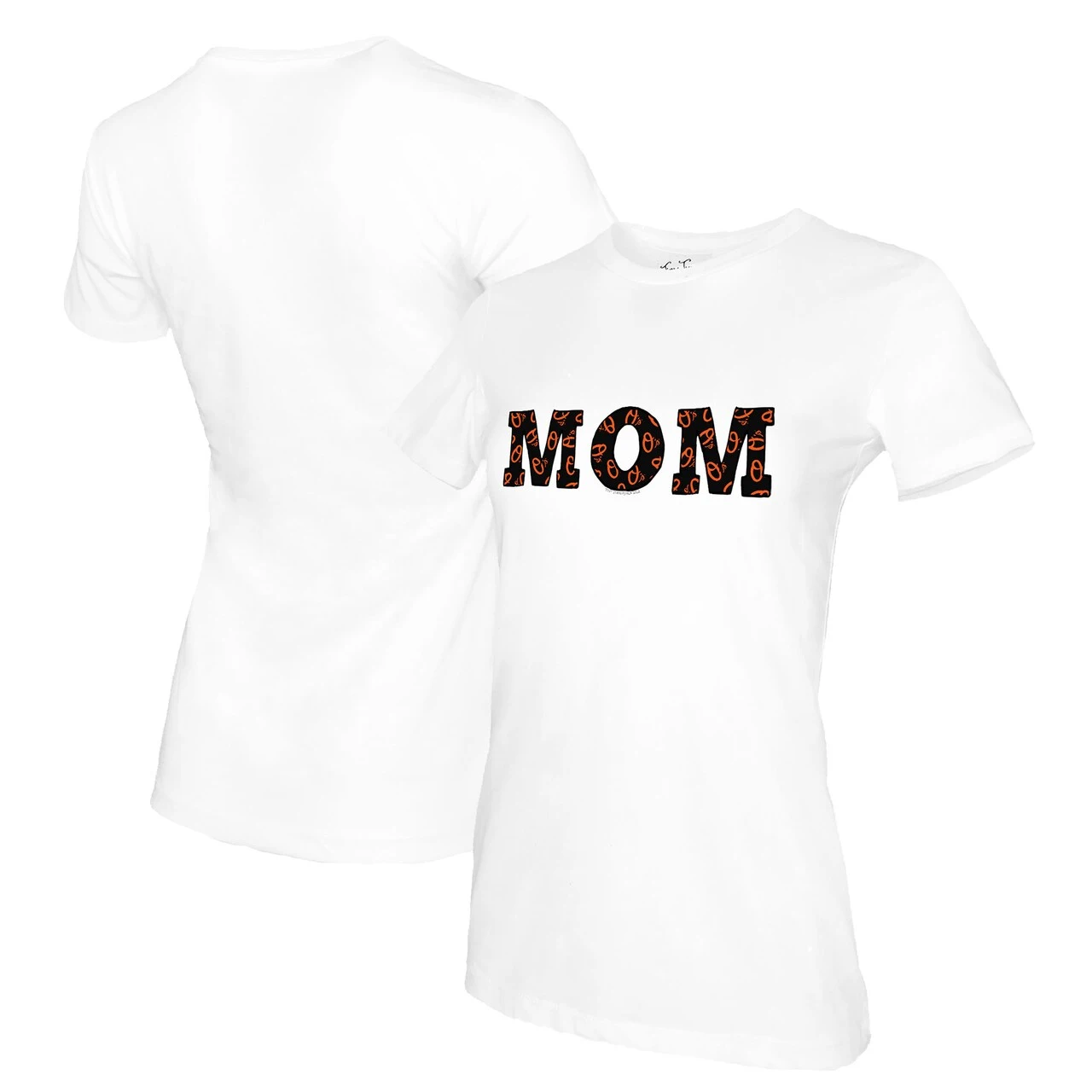 Women's Baltimore Orioles Tiny Turnip White Mom T-Shirt