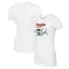 Women's Baltimore Orioles Tiny Turnip White Shark Logo T-Shirt