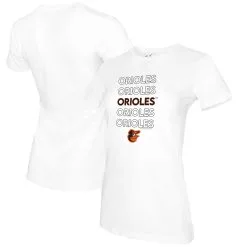 Women's Baltimore Orioles Tiny Turnip White Stacked T-Shirt