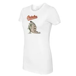 Women's Baltimore Orioles Tiny Turnip White Stega T-Shirt