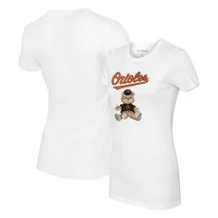 Women's Baltimore Orioles Tiny Turnip White Teddy Boy T-Shirt