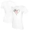 Women's Cincinnati Reds Tiny Turnip White Baseball Tiara Heart T-Shirt